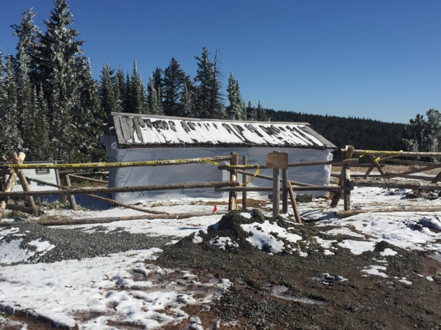 Pen's Cabin wrapped for winter