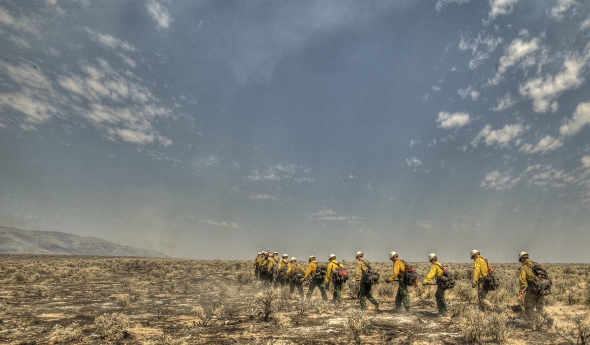 Fire crews walks across landscape, BLM Oregon photo