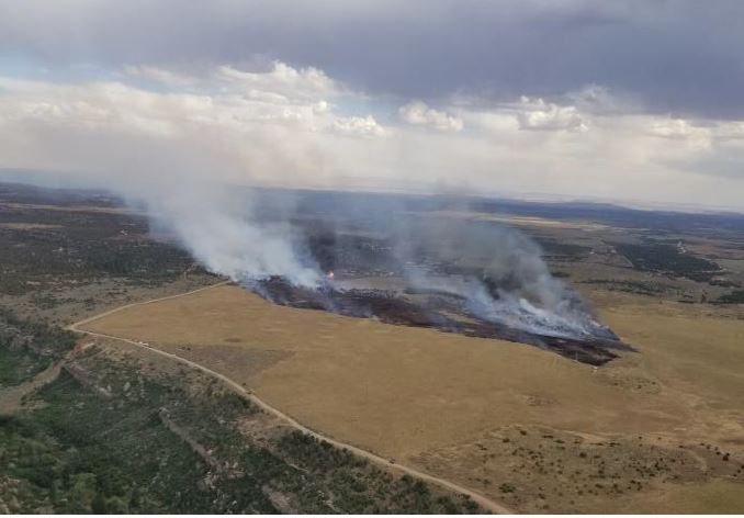 aerial fire burns field