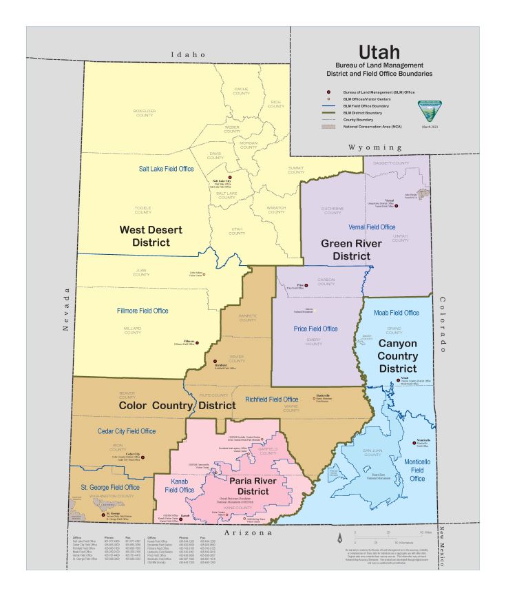 administrative boundaries of Utah map