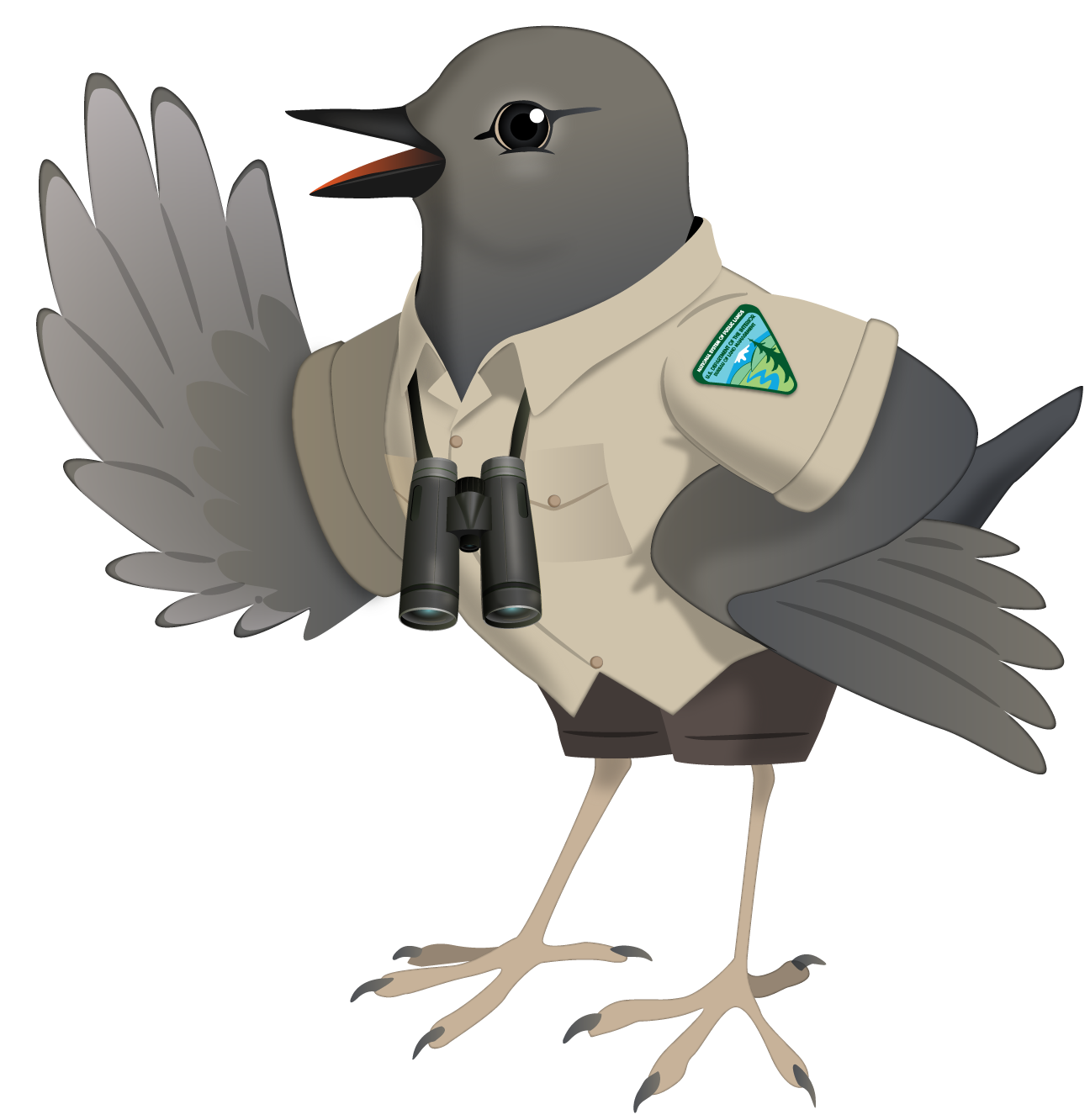 Agent Dipper. American Dipper Bird with a BLM uniform shirt on