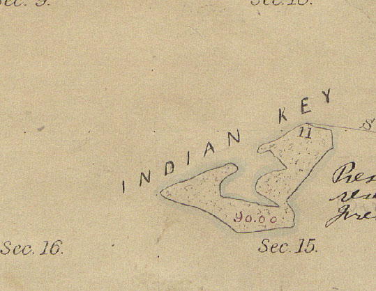 An 1876 survey plat of Indian Key, Florida.