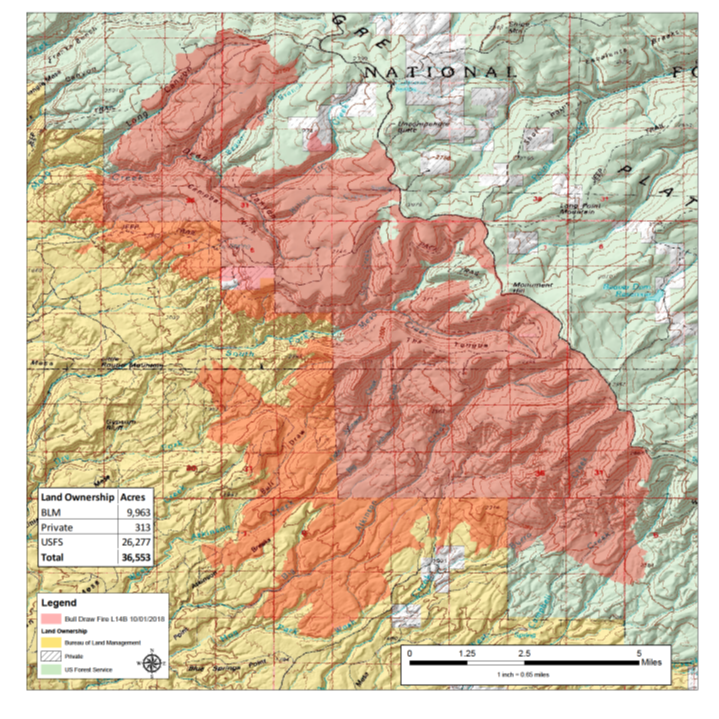 perimeter map of bull draw fire