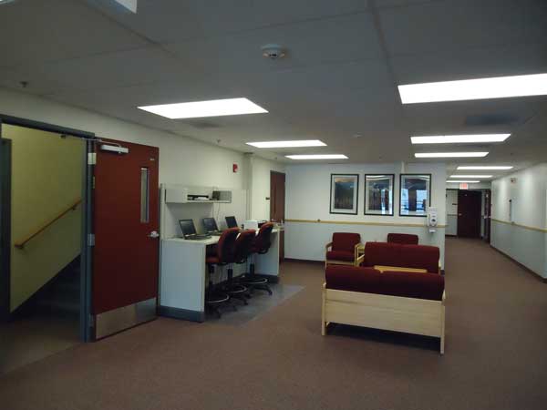 Barracks lobby with computer stations