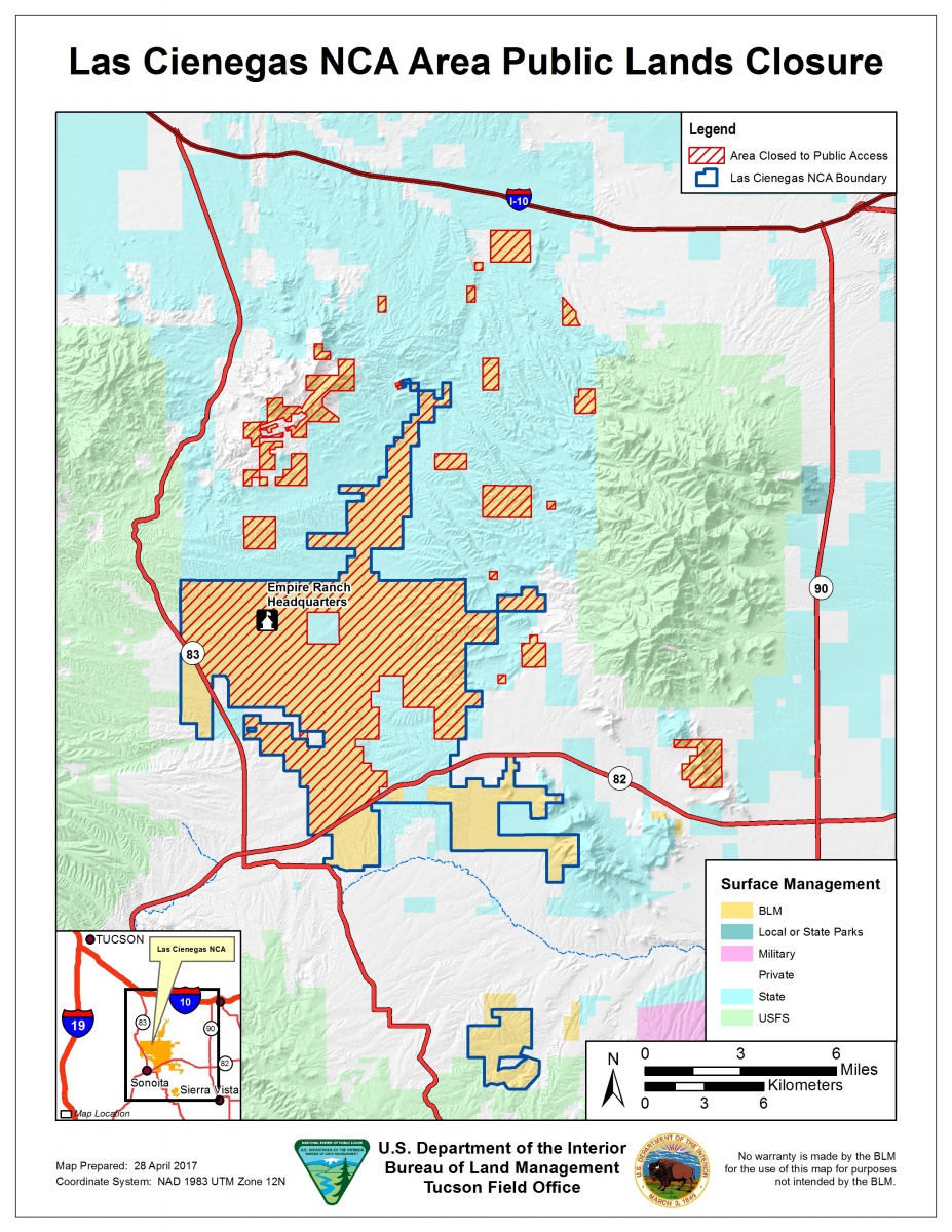 Las Cienegas NCA Sawmill Fire Closure Area