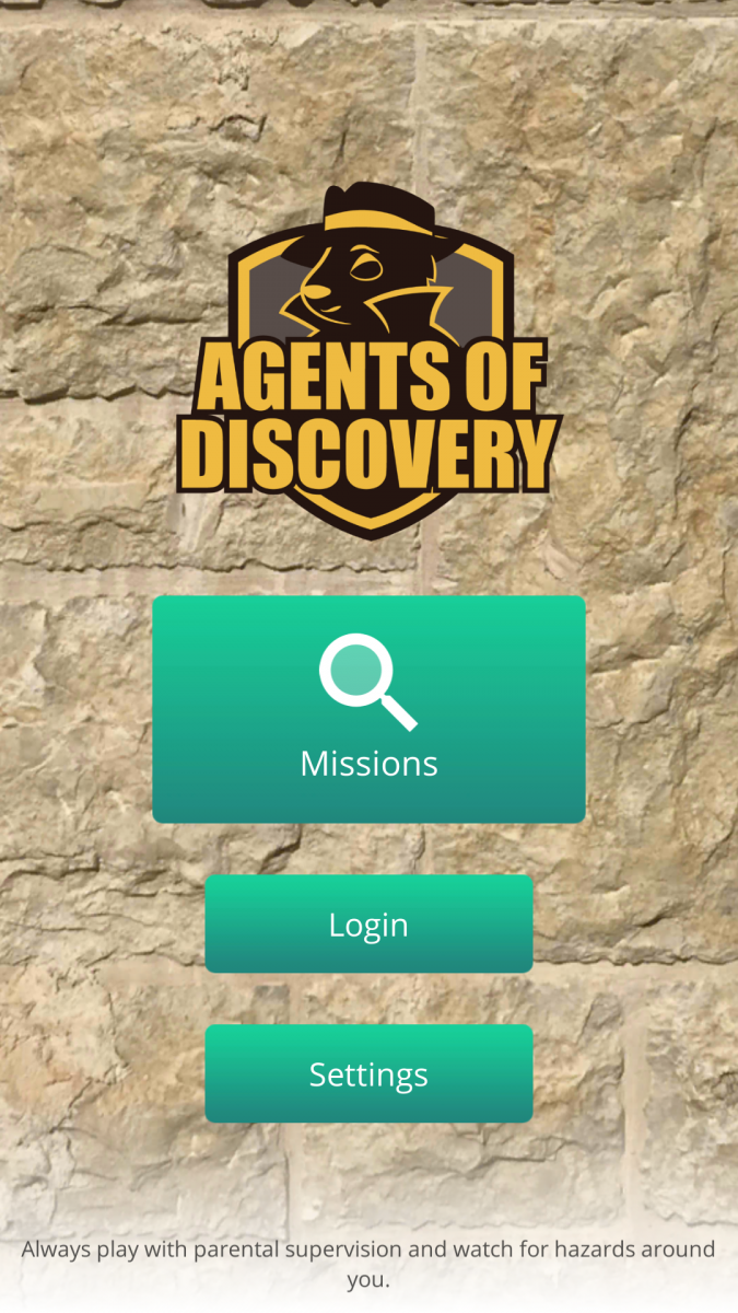 Agents of Discovery App home screen