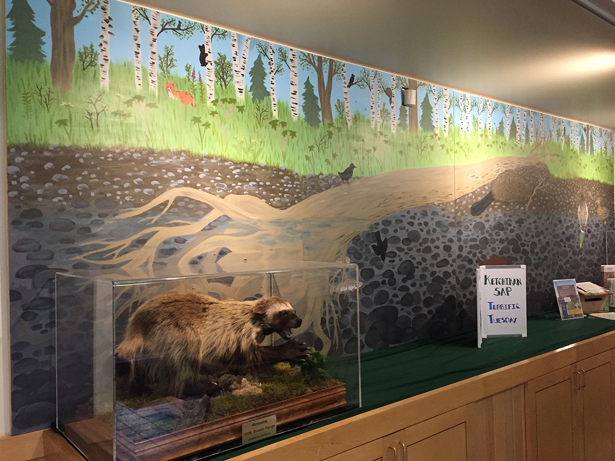 Cabell Creek Mural in the lobby of the Campbell Creek Science Center