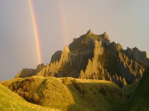 Rainbow over mountains in central Montana