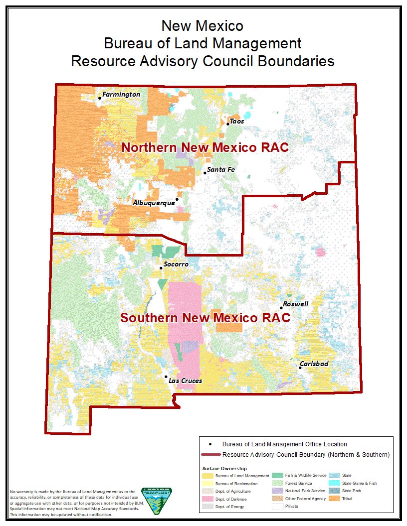 Map of New Mexico RAC Boundaries.