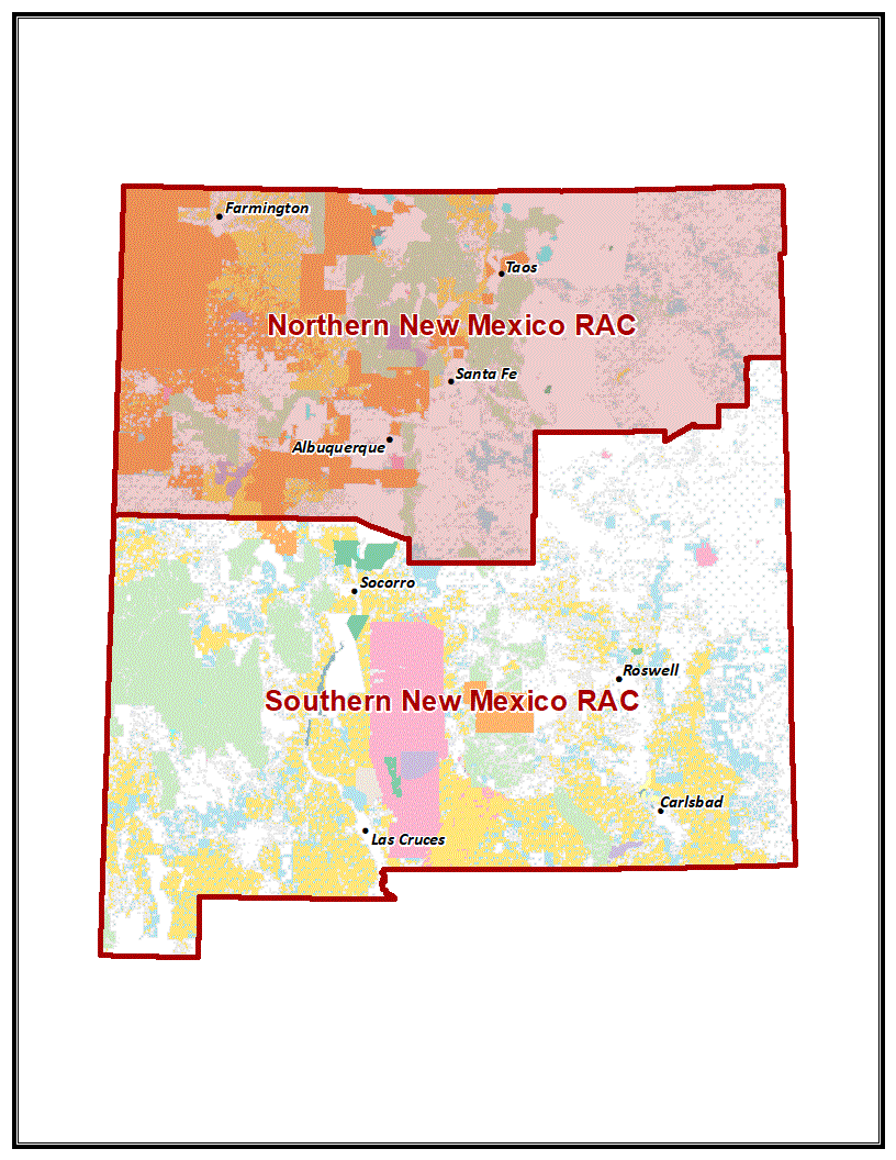 Map of the Northern New Mexico Resource Advisory Council.