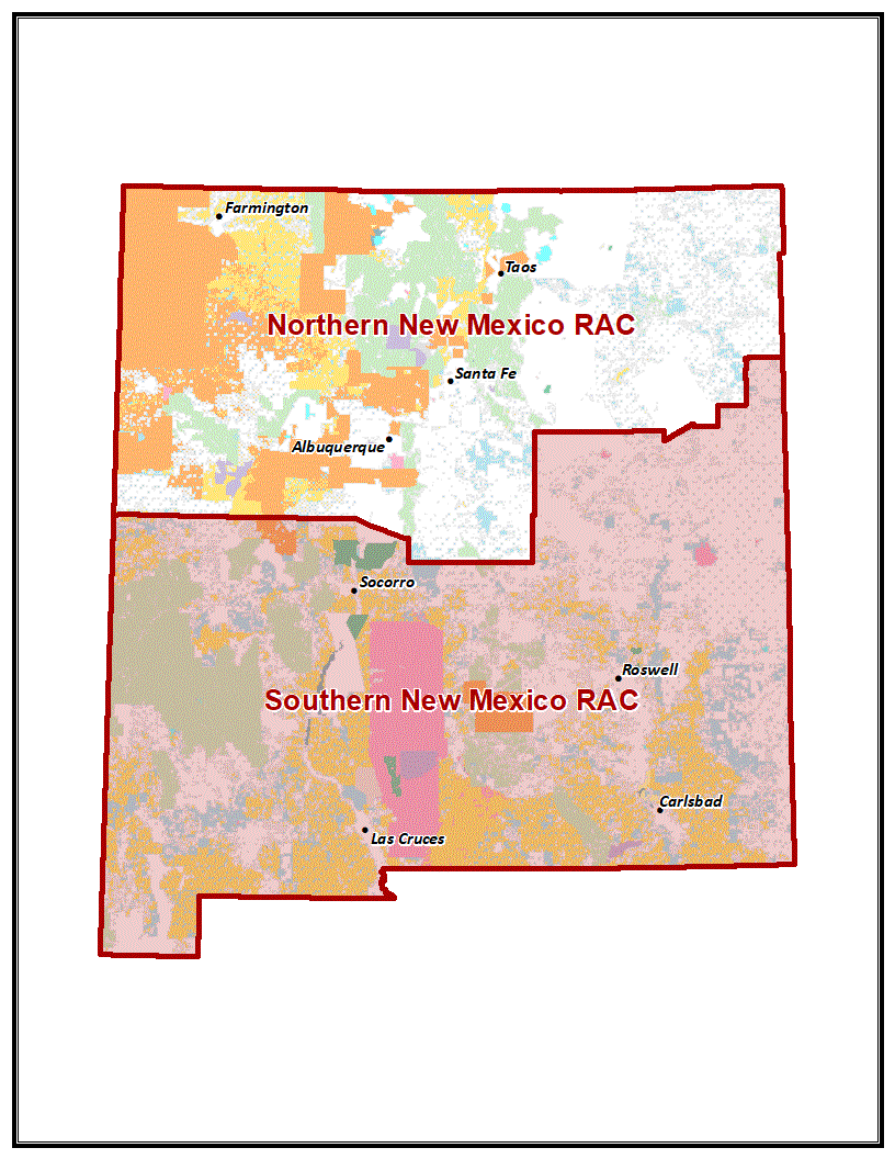 Map of the Southern New Mexico Resource Advisory Council.