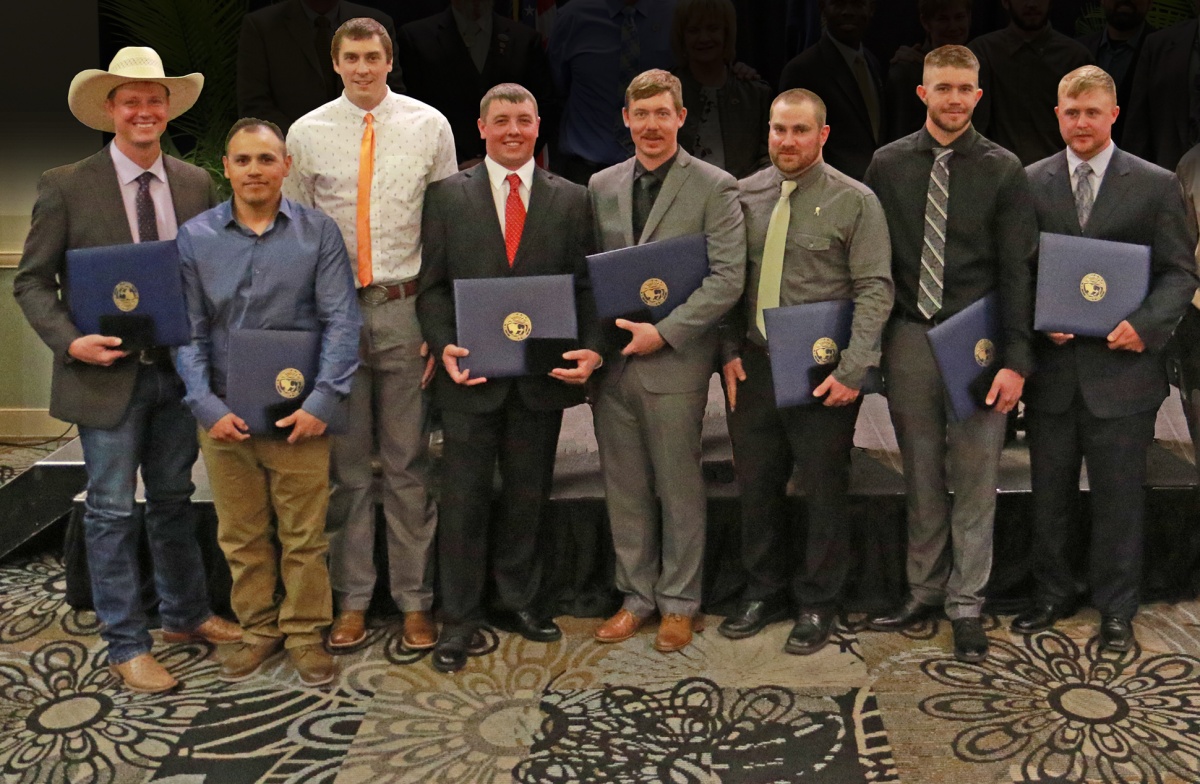 041218 Awards Ceremony -  2018 U.S. Department of the Interior Valor Awards left to right: David Lester Butler, Damian Martinez, Jason Carl Martindale, Blaine Thomas Jewett, Garrett Robert Hall, Ray Michael Bilbao, Jack William Richelieu, Zachary William Cada