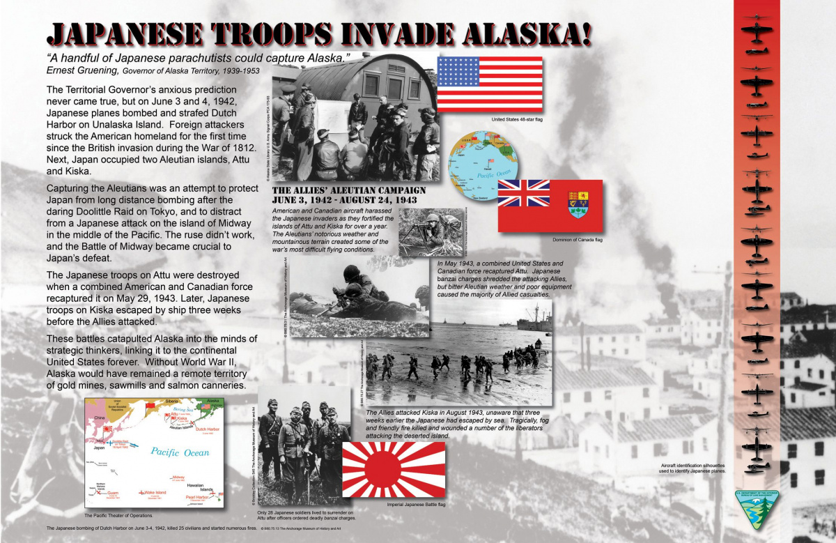 Interpretive panel Japanese Troops Invade Alaska