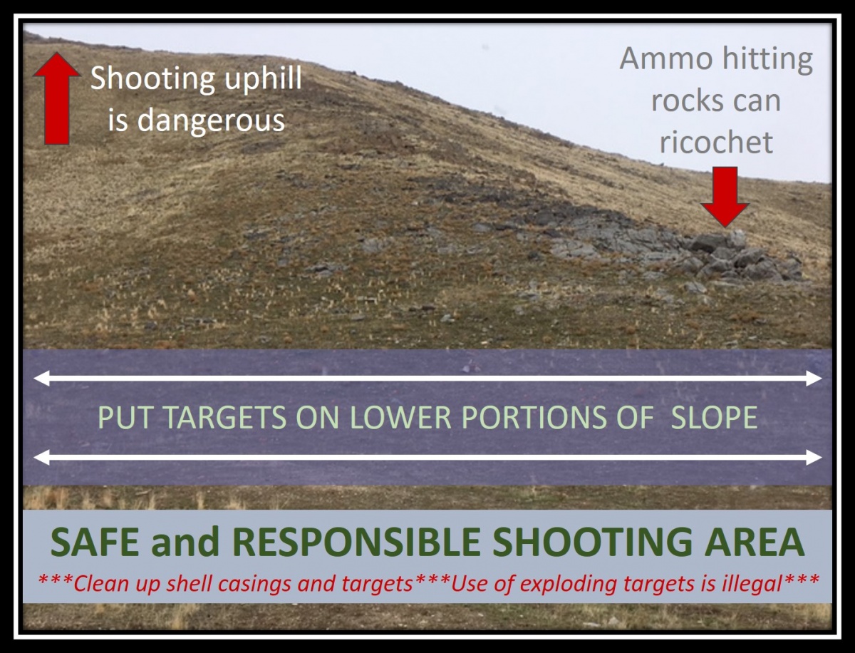 picture of a barren hillside with recommended target shooting locations