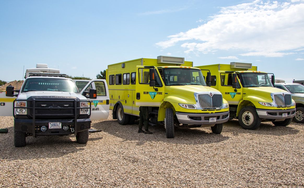 Trucks lined up