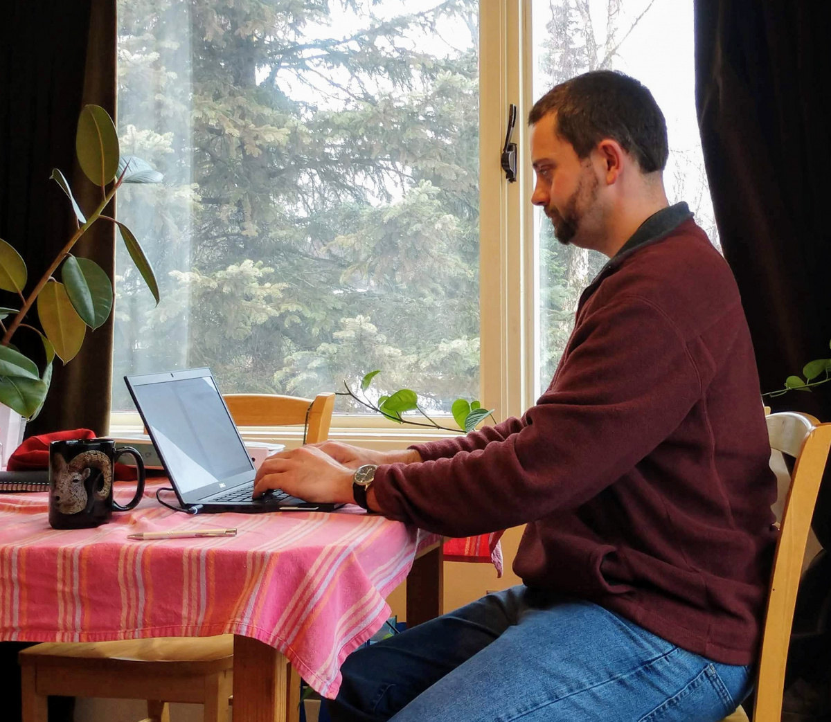 Man looking at laptop computer