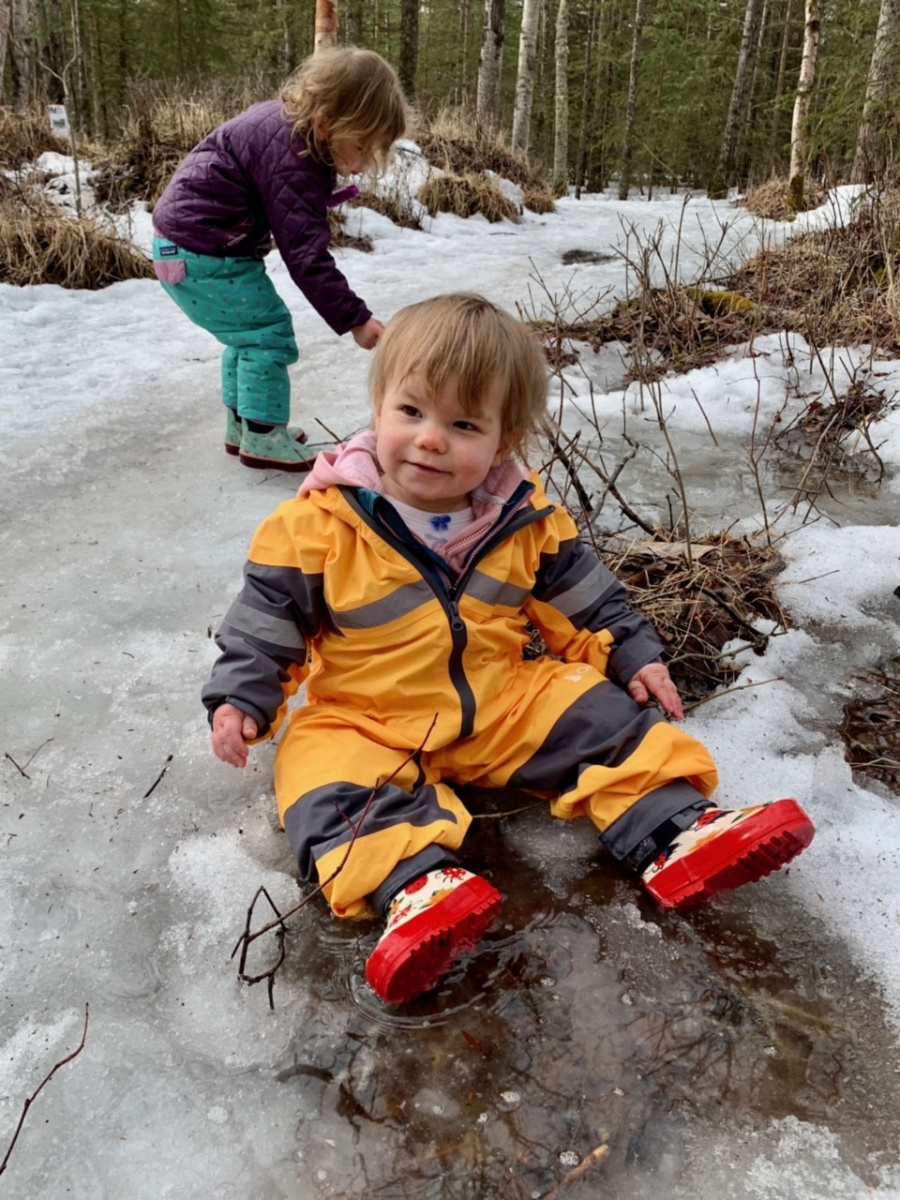 Two children on path near trees