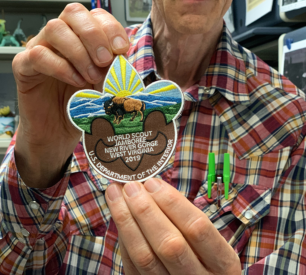 Bob King holding new Scout patch