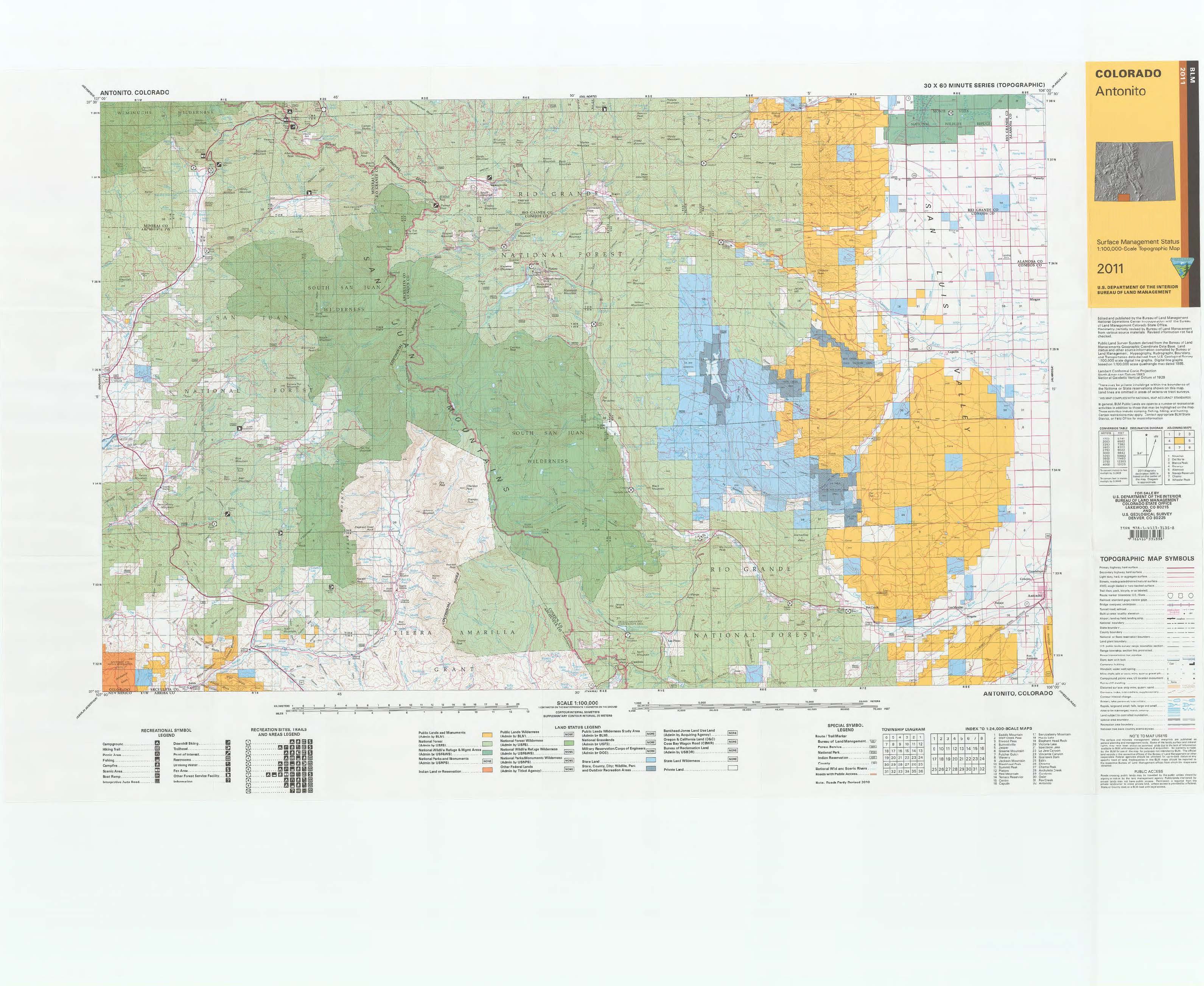 CO Surface Management Status Antonito Map Bureau of Land Management