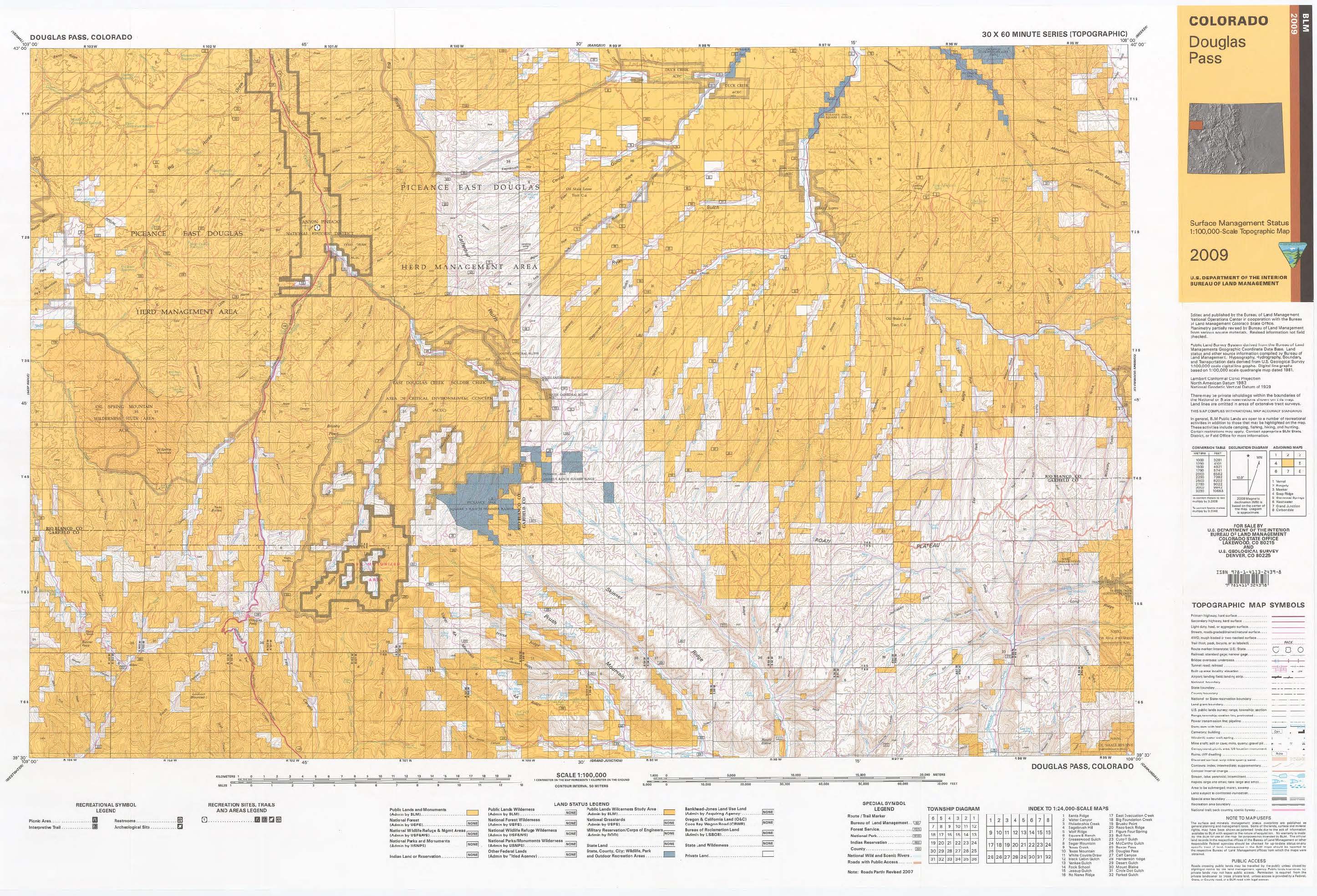 Co Surface Management Status Douglas Pass Map Bureau Of Land
