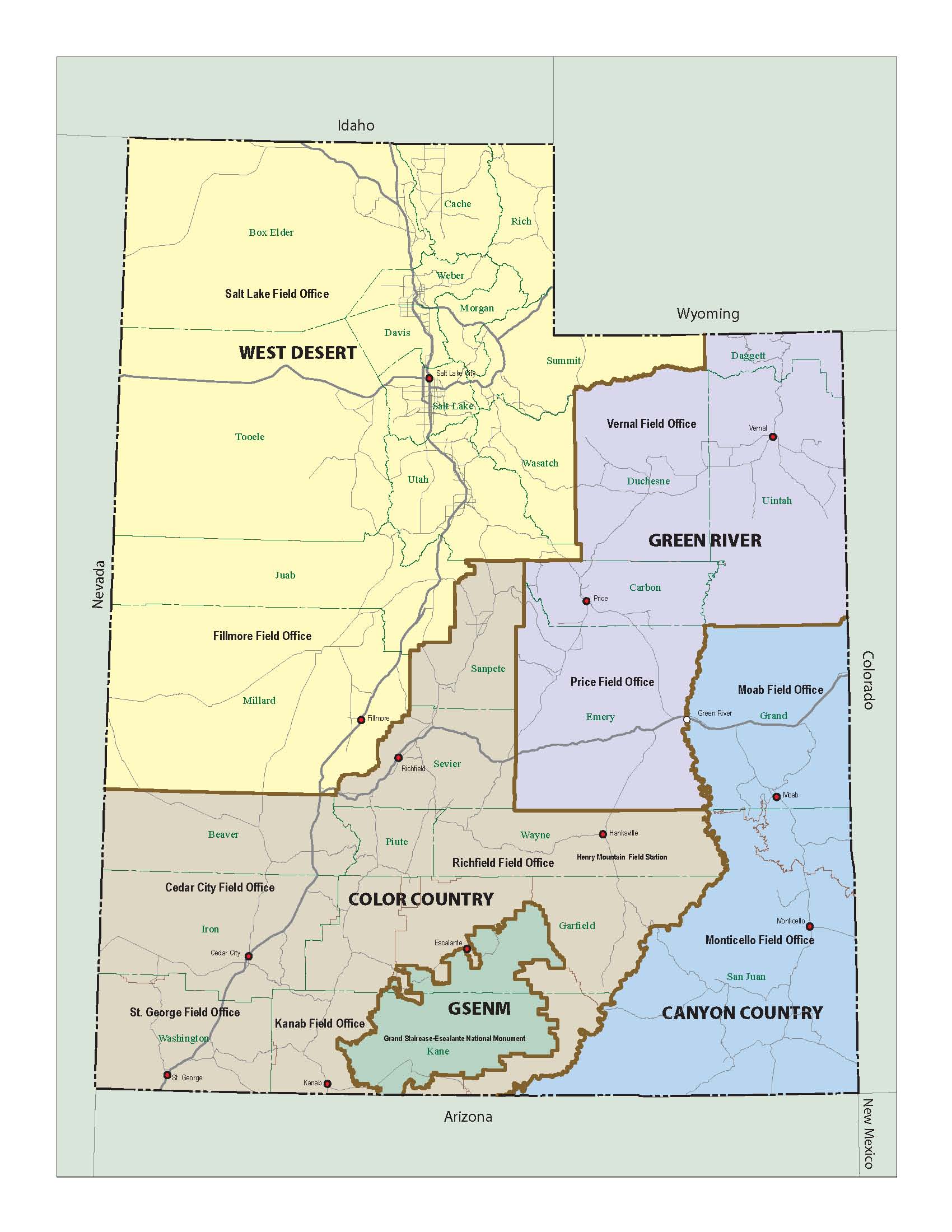 Blm Interactive Map Utah Utah Blm District Boundary Map | Bureau Of Land Management