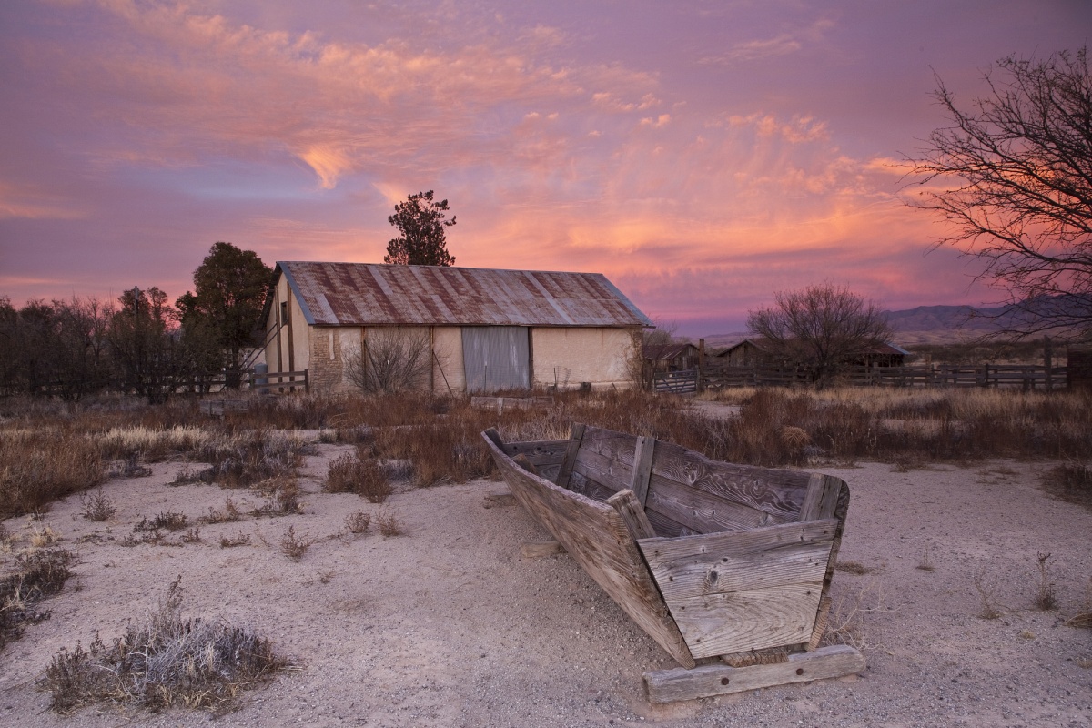 A sunset at Empire Ranch in Arizona, a popular film location for classic westerns. Photo by Bob Wick, bLM