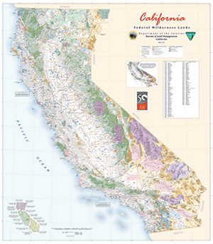 Map of California showing federal wilderness boundaries.