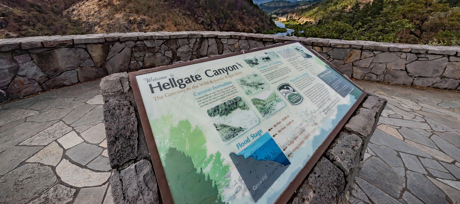 Wayside exhibit at Hellgate Canyon Viewpoint, Rogue River, May 4, 2017, by Greg Shine, BLM.