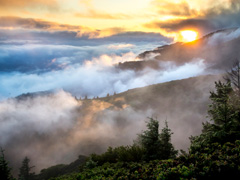 Fog at sunset in the King Range (Bob Wick/BLM)