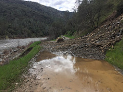 Mudslide near recreation sites along the Merced River. Photo by Mark Petersen, BLM.