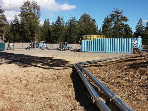 Pipes and equipment at a geothermal injection pad. (Assaf Weinberg/Ormat Nevada Inc.)