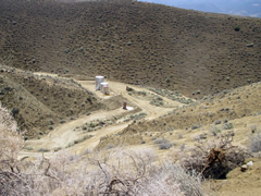 Dirt roads through a dry hillside with little vegatation in San Benito County, California.  (Gregory Middleton/BLM) 