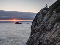 Sun fading away over the Pacific Ocean near the Trinidad Lighthouse. Photo by Bob Wick, BLM.