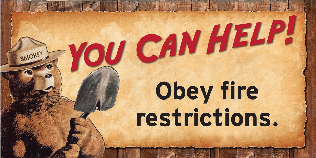 Smokey Bear Sign - You Can Help! Obey Fire Restrictions.