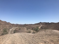 Dusty  off-highway paths wind through desert. Photo by Michelle Puckett/BLM