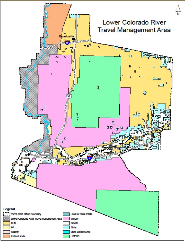 Arizona Lower Colorado River Travel Management Map