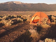 Tent at sunset in the high desert. Photo by Stan Bales, BLM.
