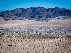 Landscape image of temporary town in the desert. Photo courtesy of Nicole Dreon.  