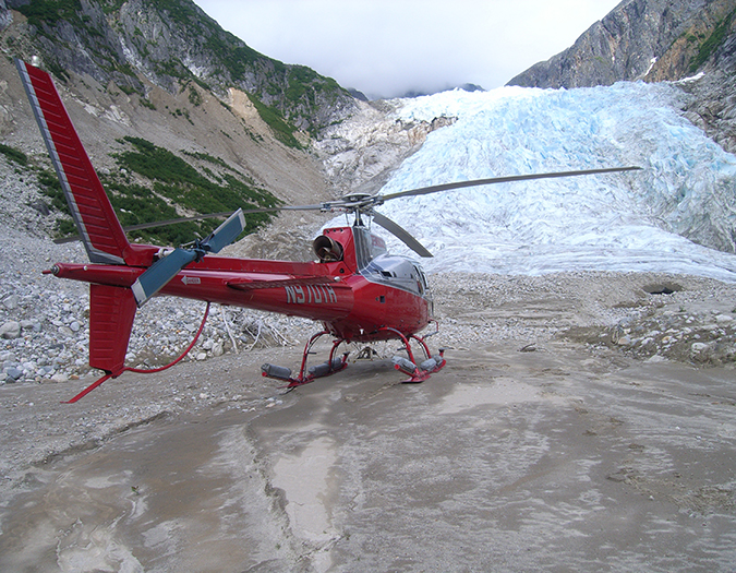 Helicopter at West Creek Glacier area.