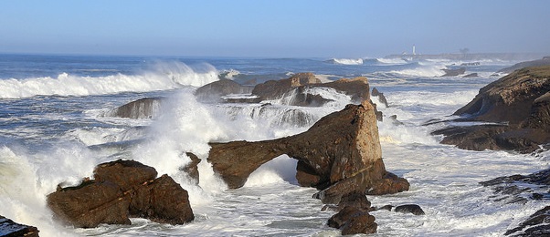 Waves crashing over the off-shore rocks and islands at Point Arena-Stornetta (Photo by David Ledig, BLM)
