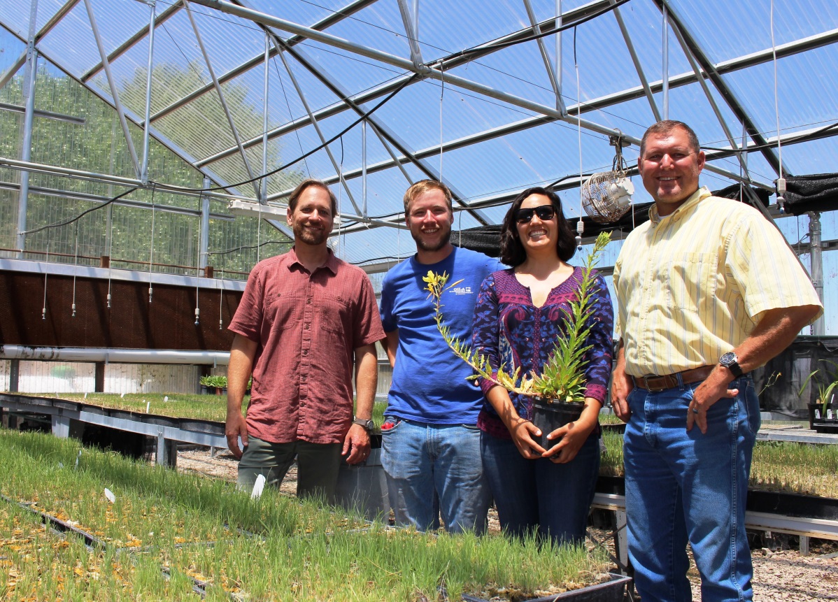 From left: Jeffery Conn, BLM Natural Resource Specialist; Justin Johnson and Rachel More-Hla, Gila Watershed Partnership Operations Manager; Paul Anger, Director, Eastern Arizona College Discovery Park Campus