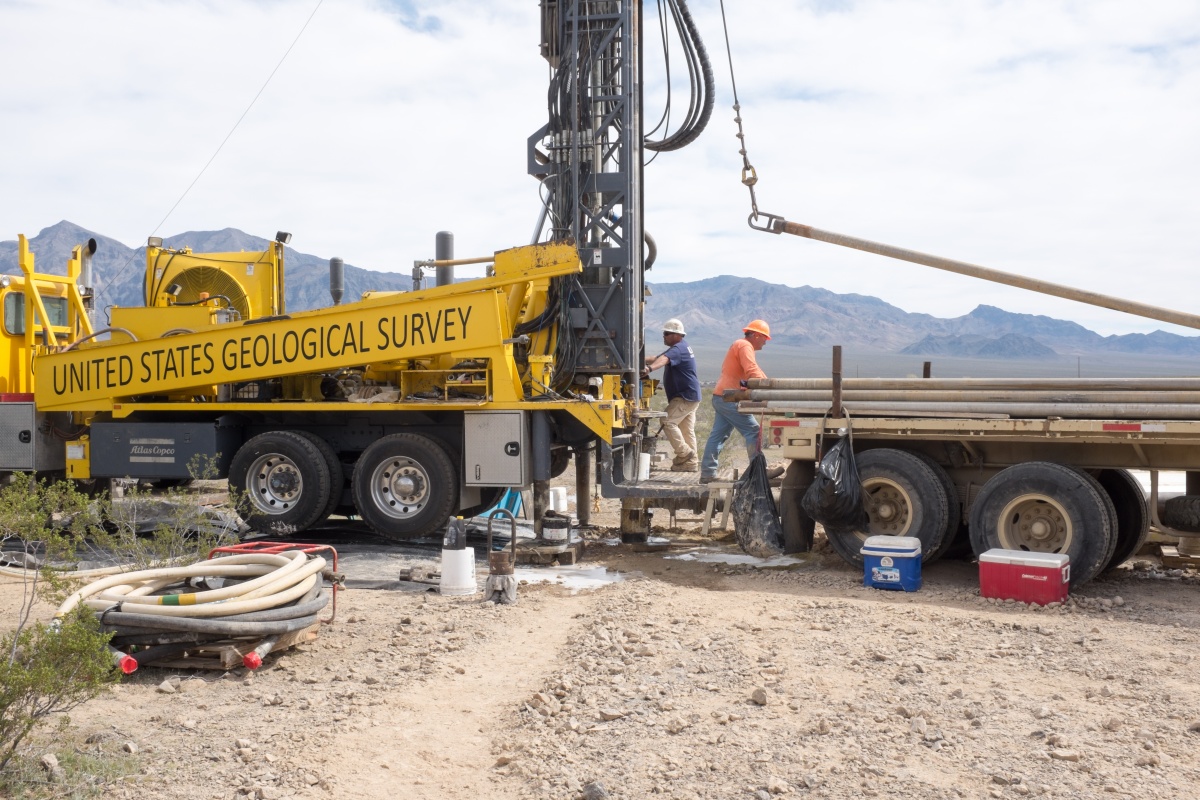 U.S. Geological Survey drills a monitoring well to serve as a detection for groundwater levels.