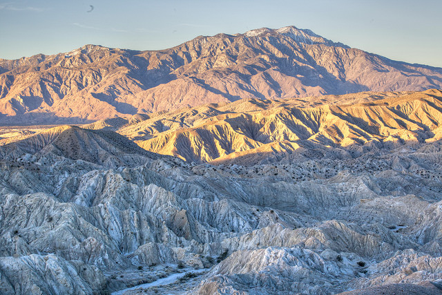 A view of San Jacinto Peak from the Indio Hills. The Santa Rosa and San Jacinto Mountains National Monument and surrounding hills are steep and inhospitable. Photo by Bob Wick, BLM.