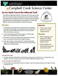 Going for Gold: Travel the Iditarod Trail Game sheet
