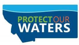 State of Montana outline. "Protect Our Waters"