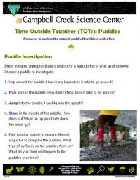 TOTs (for kids under 5 years old) Puddles Nature Learning Activity sheet
