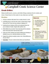 Creek Critter Nature Learning Activity sheetshot