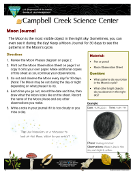 Moon Journal Nature Learning Activity sheet