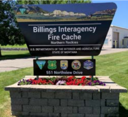 BLM sign says Billings Interagency Fire Cache