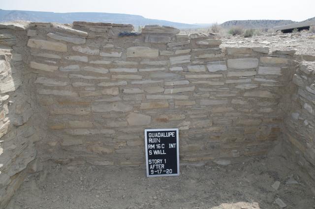 One of the restored walls after the Guadalupe Ruin restoration work was completed. 